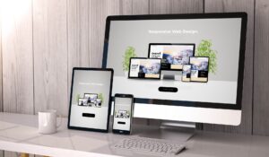 a computer monitor and a phone