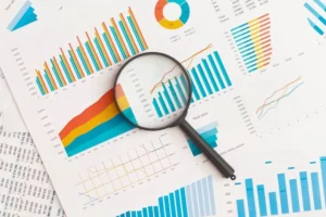 a magnifying glass on a paper
