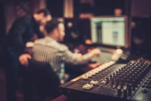 a close up of a sound board