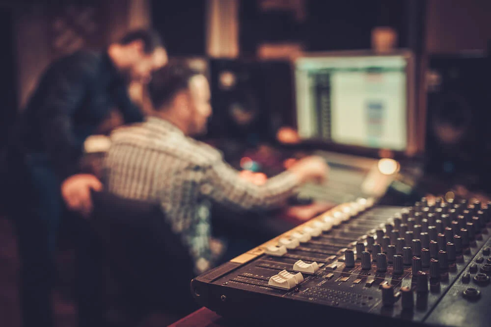 a close up of a sound board