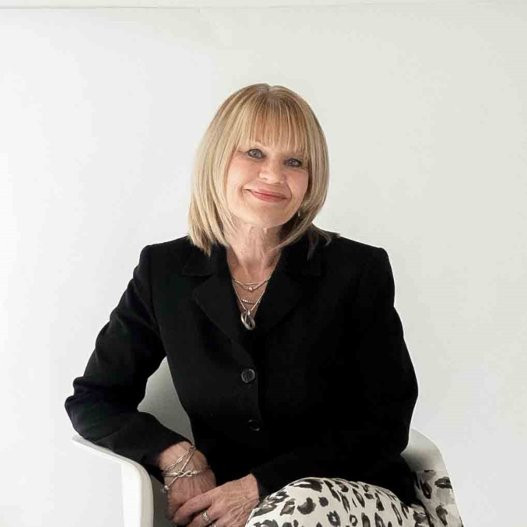 a woman sitting in a chair